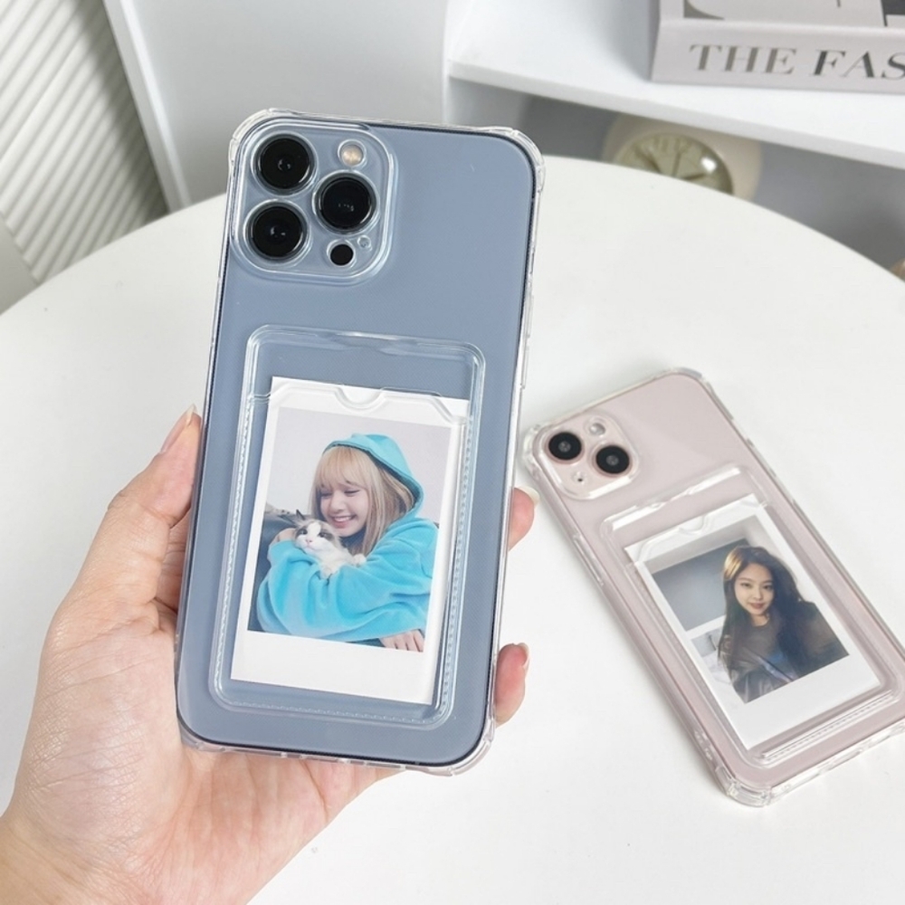 iPhone 6/6S clear phone case w/ card slot-CLEAR